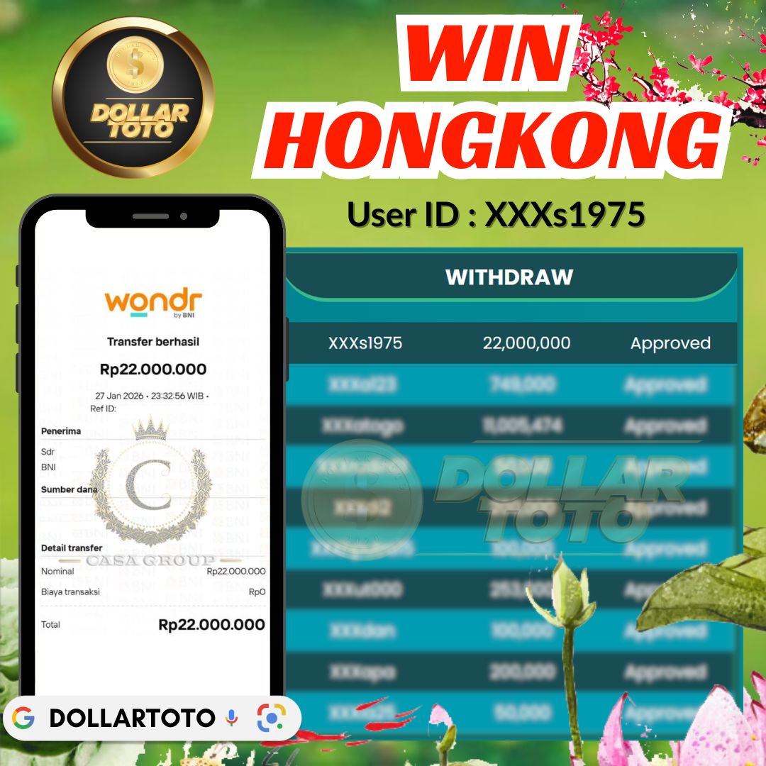 SELAMAT !! MEMBER DOLLARTOTO JACKPOT PAUS DI PASARAN HONGKONG