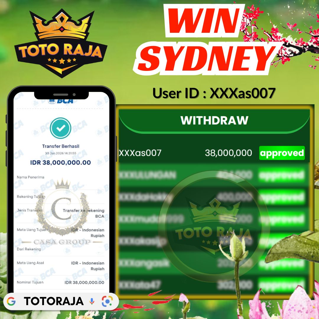 SELAMAT !! MEMBER TOTORAJA JACKPOT PAUS DI PASARAN SYDNEY 