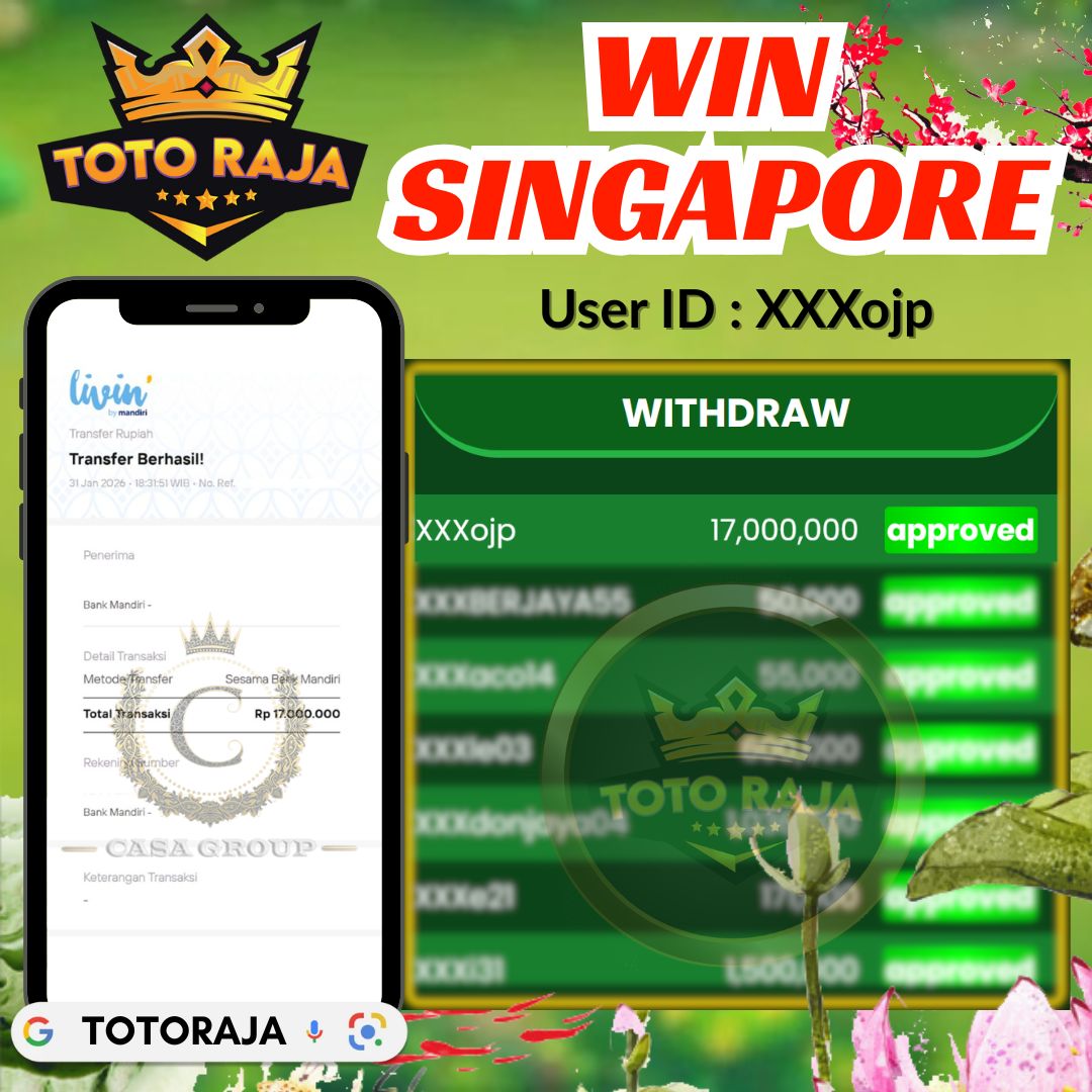 SELAMAT !! MEMBER TOTORAJA JACKPOT PAUS DI PASARAN SINGAPORE