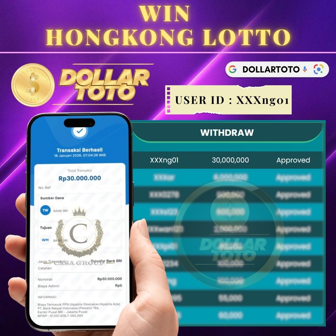SELAMAT !! MEMBER DOLLARTOTO JACKPOT PAUS DI PASARAN HONGKONG LOTTO