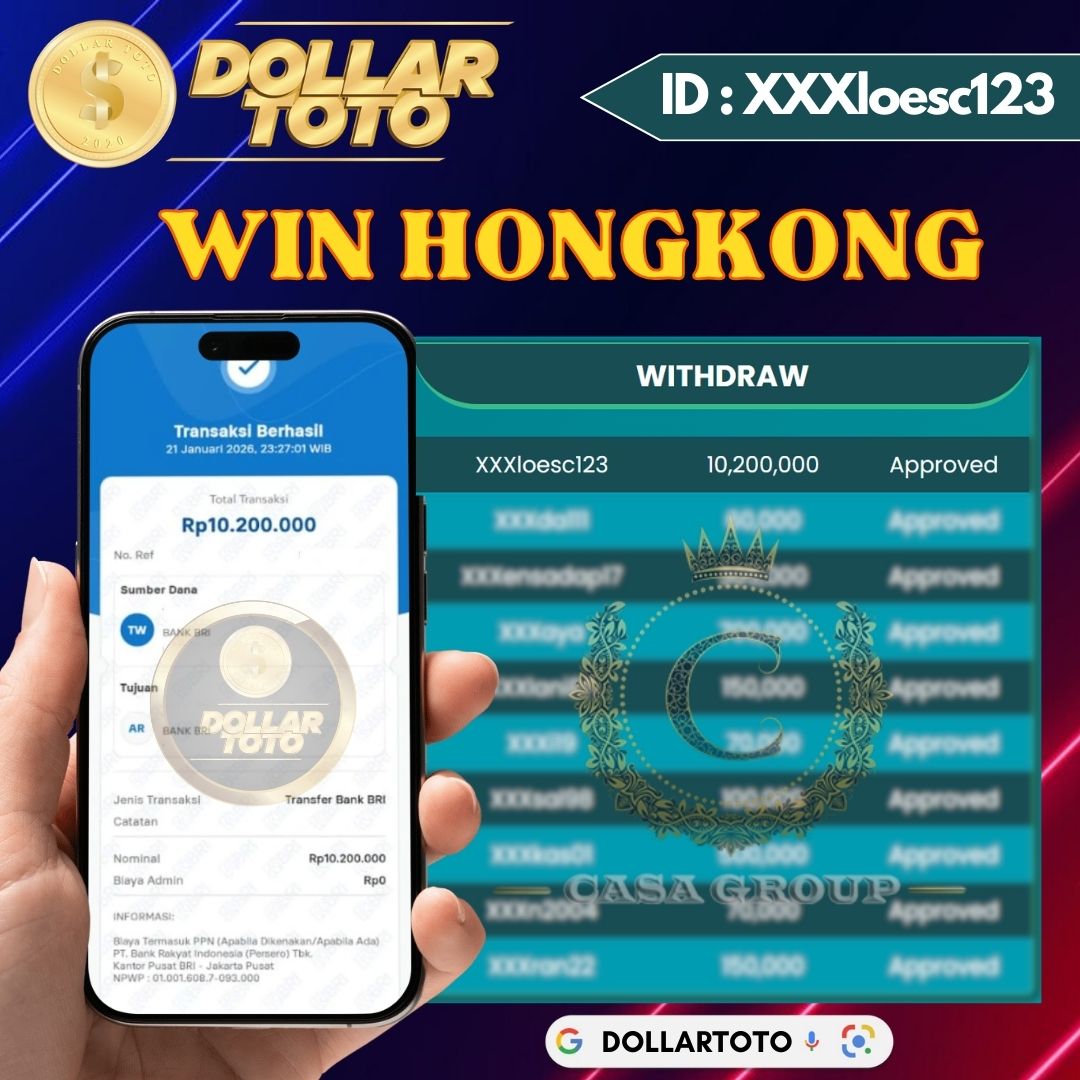 SELAMAT !! MEMBER DOLLARTOTO JACKPOT PAUS DI PASARAN HONGKONG 