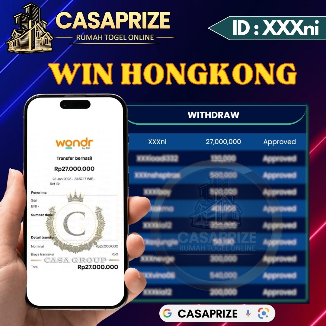 SELAMAT !! MEMBER CASAPRIZE JACKPOT PAUS DI PASARAN HONGKONG
