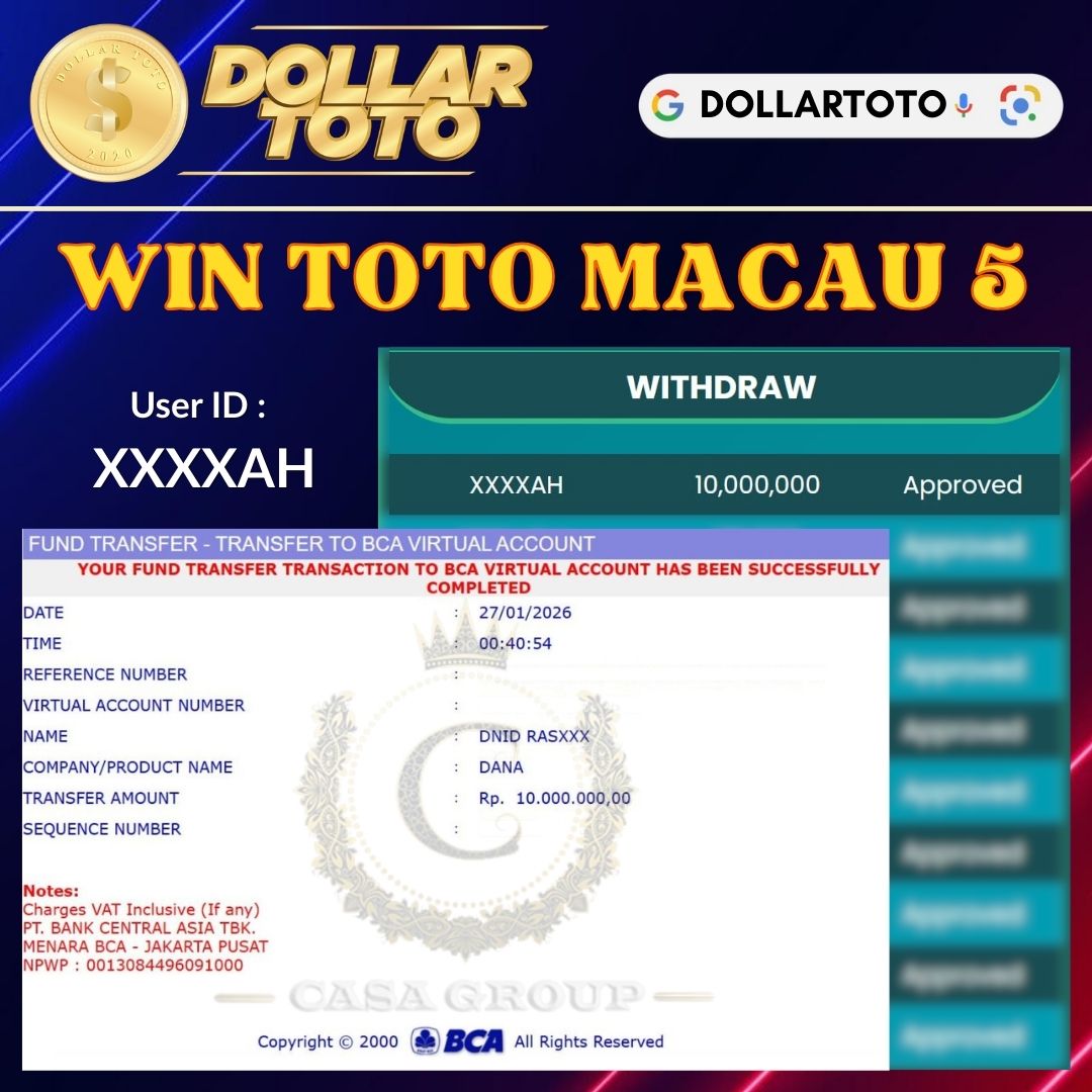 SELAMAT !! MEMBER DOLLARTOTO JACKPOT PAUS DI PASARAN TOTO MACAU 5
