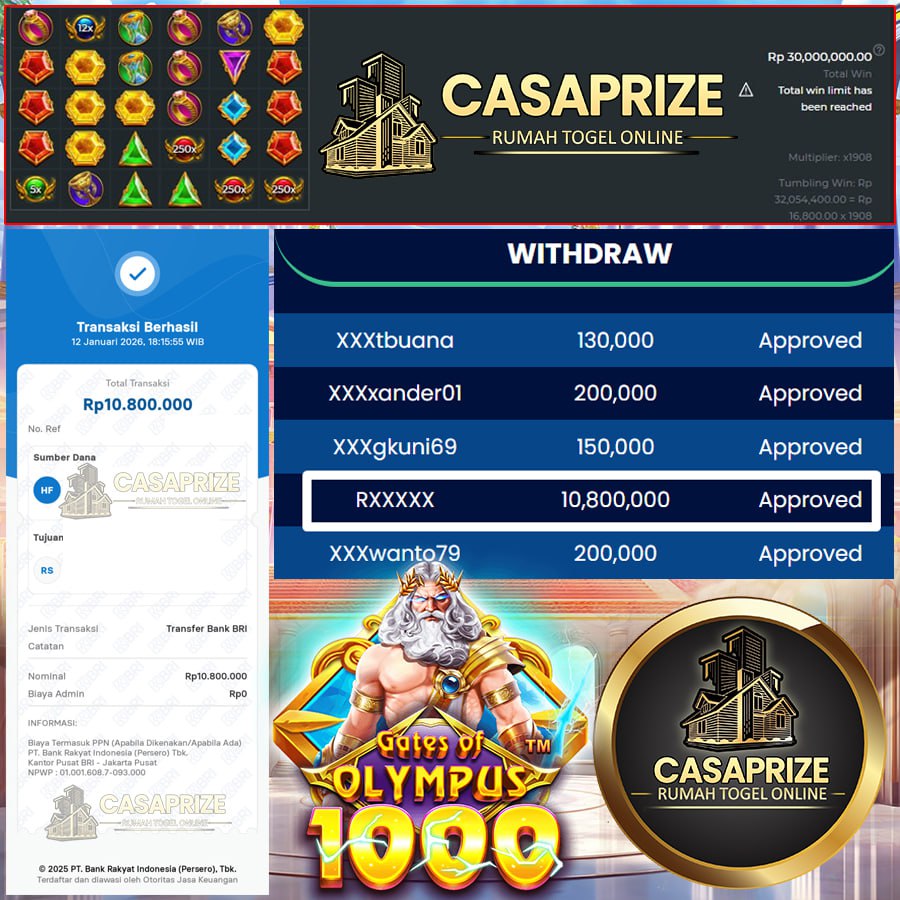 GACOR TERUS DI CASAPRIZE BOSKU WIN SEBESAR 30 JT DI GATES OF OLYMPUS 1000!
