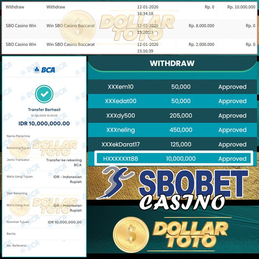 KEMENANGAN YANG MENAKJUBKAN DI DOLLARTOTO BOSKU !! MENANG SEBESAR 10JT DI SBOBET CASINO !!!