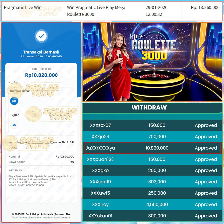 WIN DI MEGA ROULETTE 3000 DOLLARTOTO FANTASTIS JEPE LANGSUNG 10JTAN