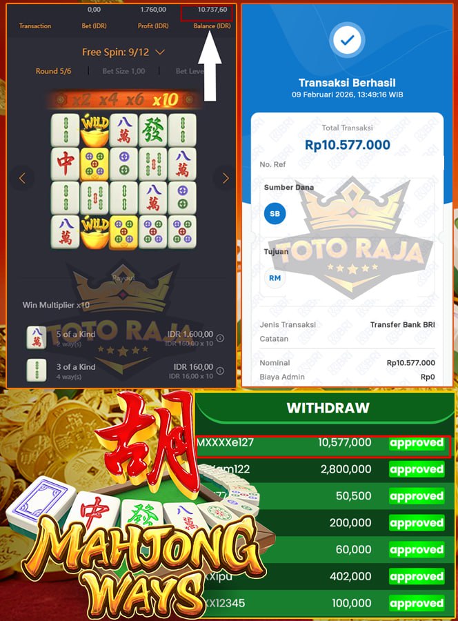 MWIN LAGI DI MAHYONG WAYS TOTORAJA 10JTAN MANTAPP!! 