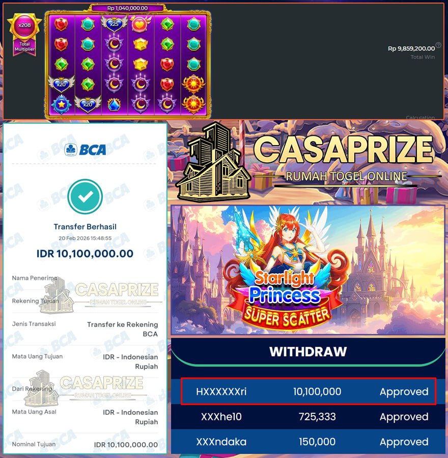 STARLIGHT PRINCESS SUPER SCATTER CASAPRIZE WIN 10JTAN DOMPET LANGSUNG GEMUK!! 