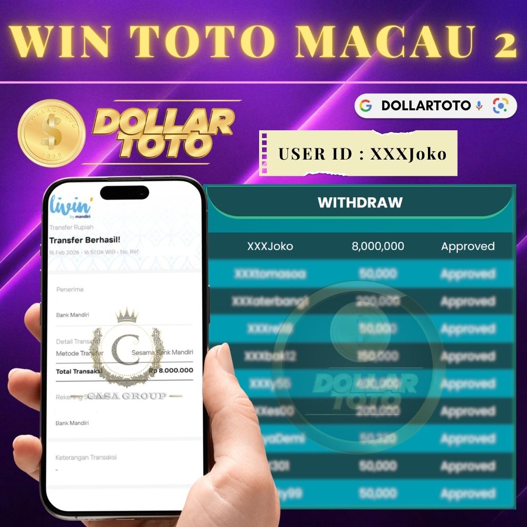 SELAMAT !! MEMBER DOLLARTOTO JACKPOT PAUS DI PASARAN TOTO MACAU 2 