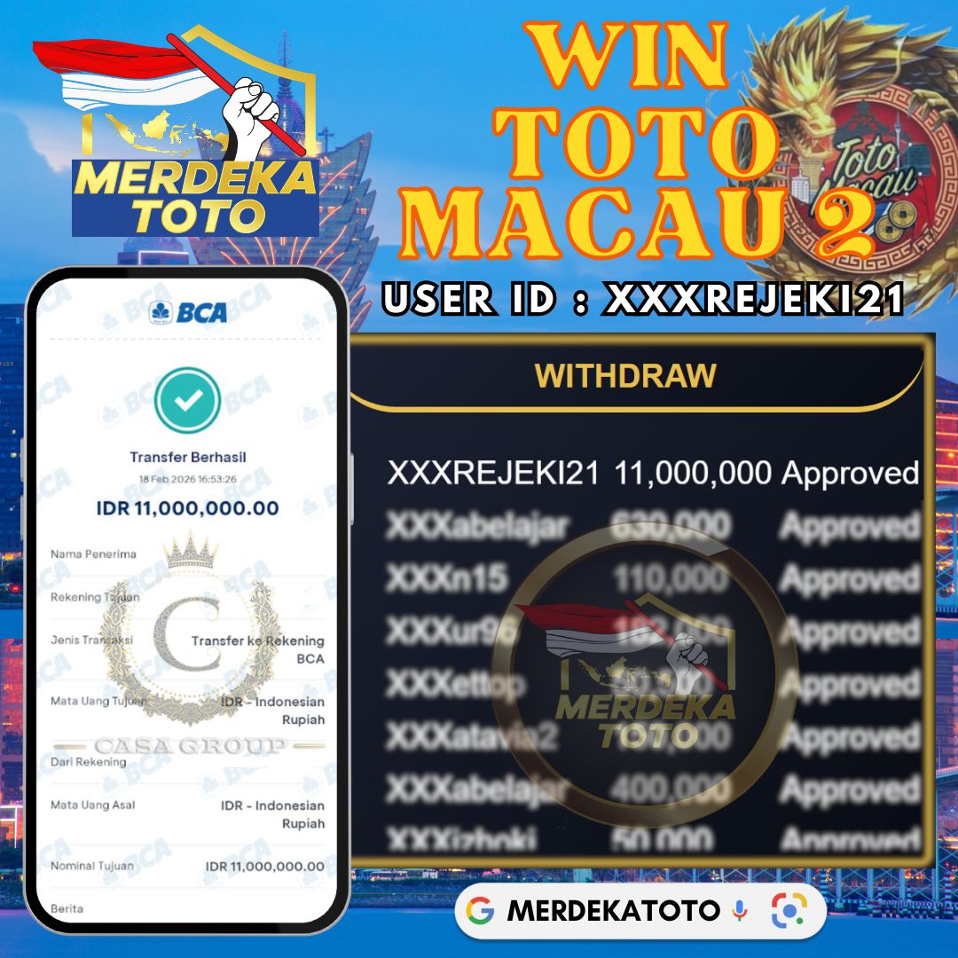 SELAMAT !! MEMBER MERDEKATOTO JACKPOT PAUS DI PASARAN TOTO MACAU 2 