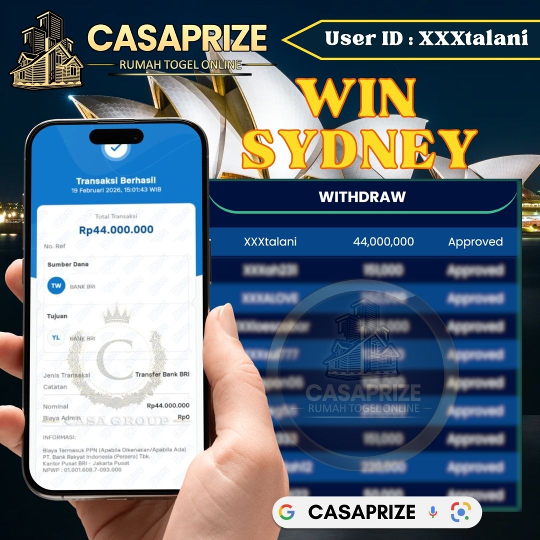 SELAMAT !! MEMBER CASAPRIZE JACKPOT PAUS DI PASARAN SYDNEY 