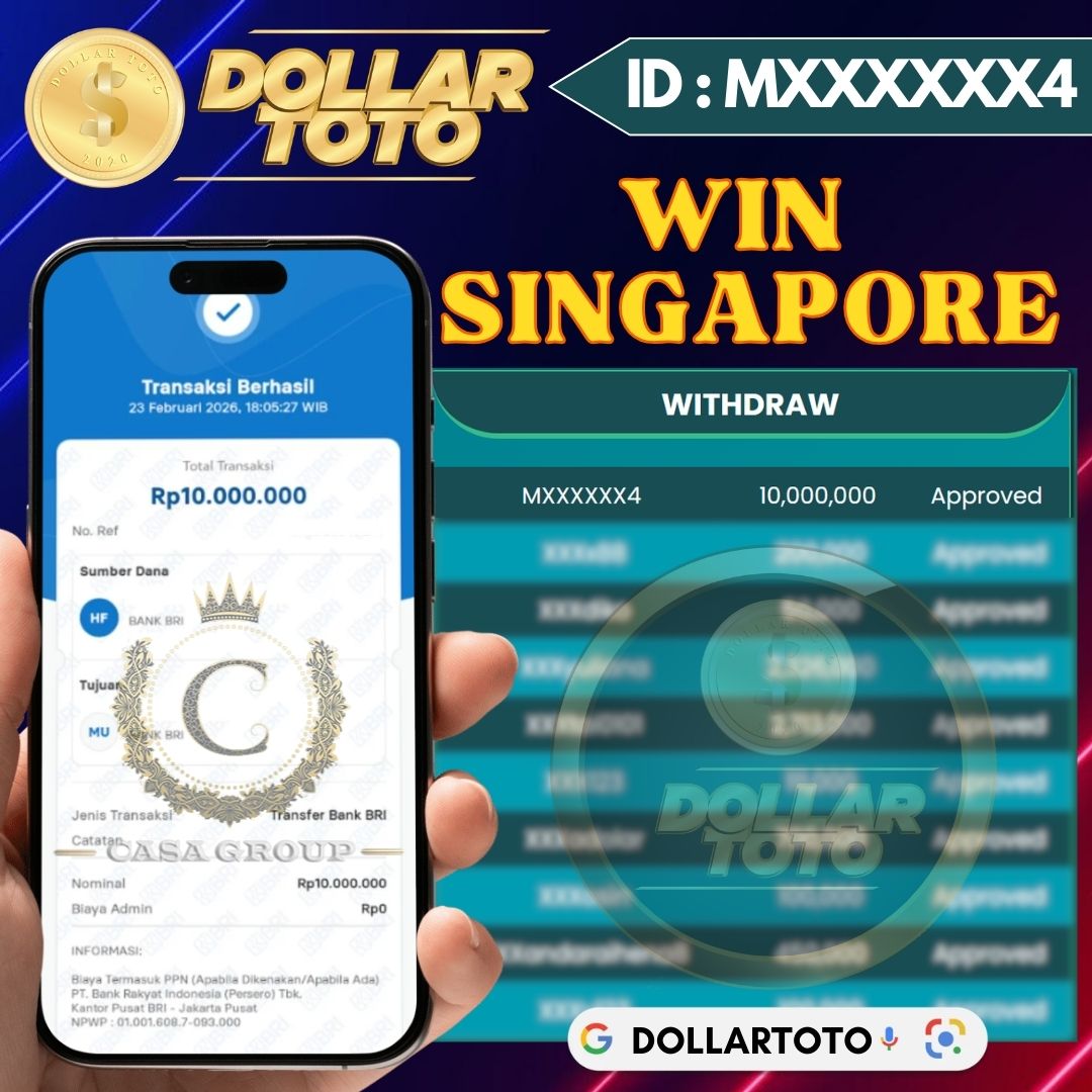 SELAMAT !! MEMBER DOLLARTOTO JACKPOT PAUS DI PASARAN SINGAPORE