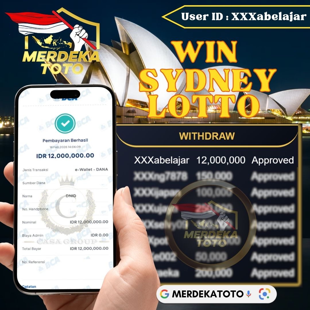 SELAMAT !! MEMBER MERDEKATOTO JACKPOT PAUS DI PASARAN SYDNEY LOTTO