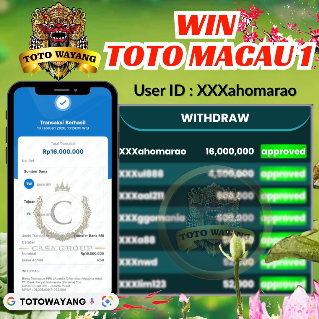 SELAMAT !! MEMBER TOTOWAYANG JACKPOT PAUS DI PASARAN TOTO MACAU 1 