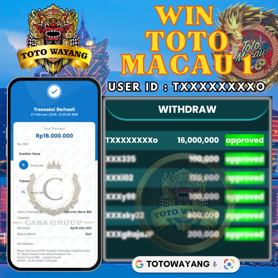 SELAMAT !! MEMBER TOTOWAYANG JACKPOT PAUS DI PASARAN TOTO MACAU 1
