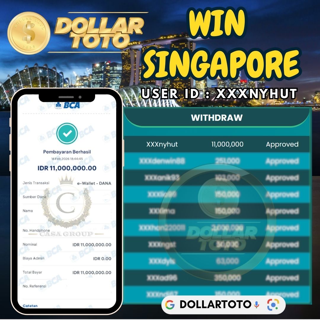 SELAMAT !! MEMBER DOLLARTOTO JACKPOT PAUS DI PASARAN SINGAPORE