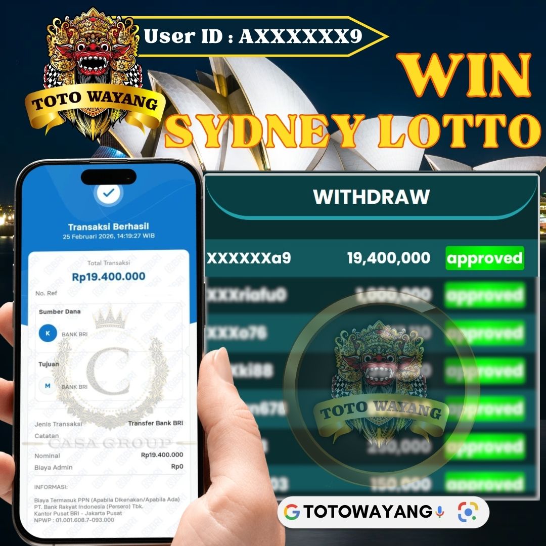 SELAMAT !! MEMBER TOTOWAYANG JACKPOT PAUS DI PASARAN SYDNEY LOTTO 