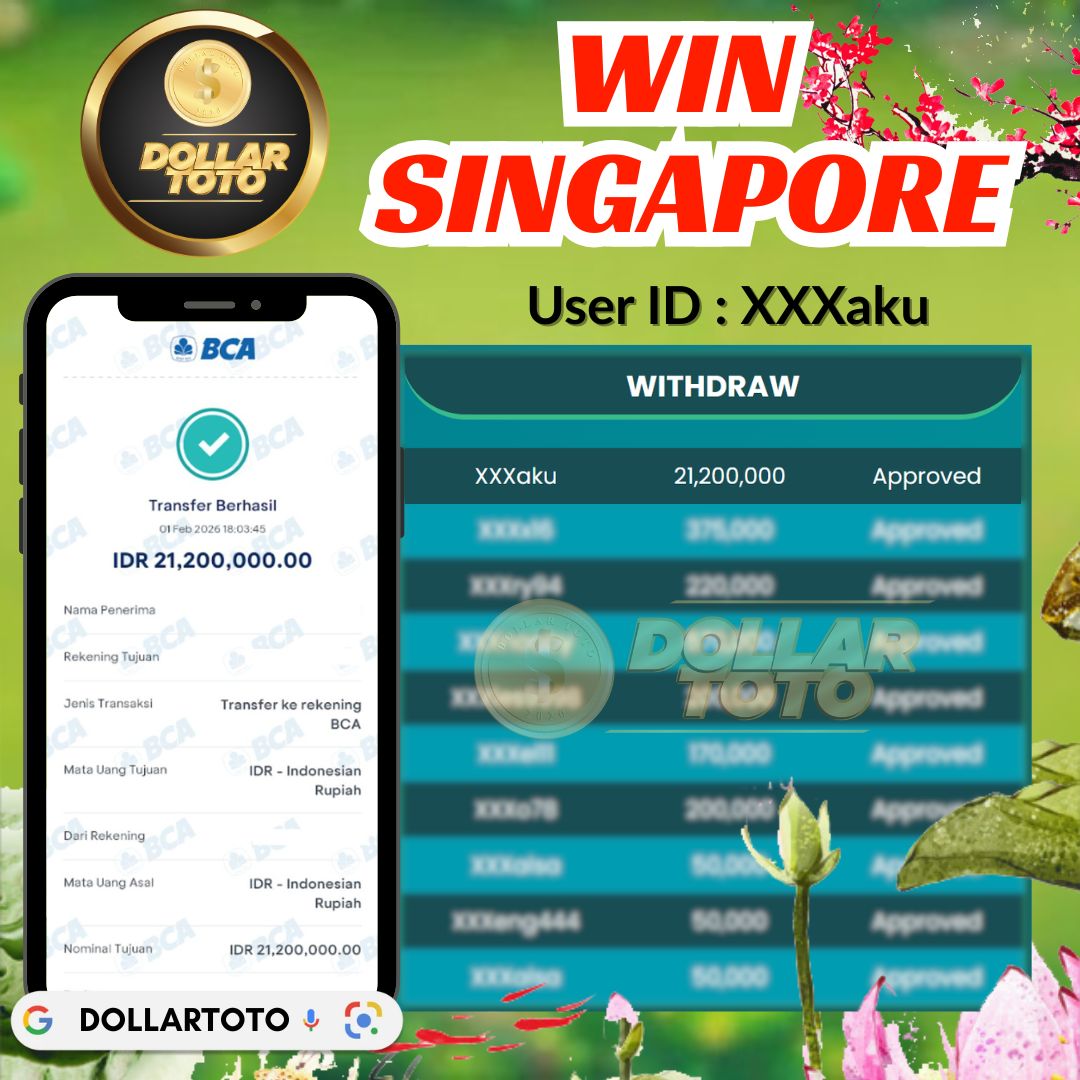 SELAMAT !! MEMBER DOLLARTOTO JACKPOT PAUS DI PASARAN SINGAPORE