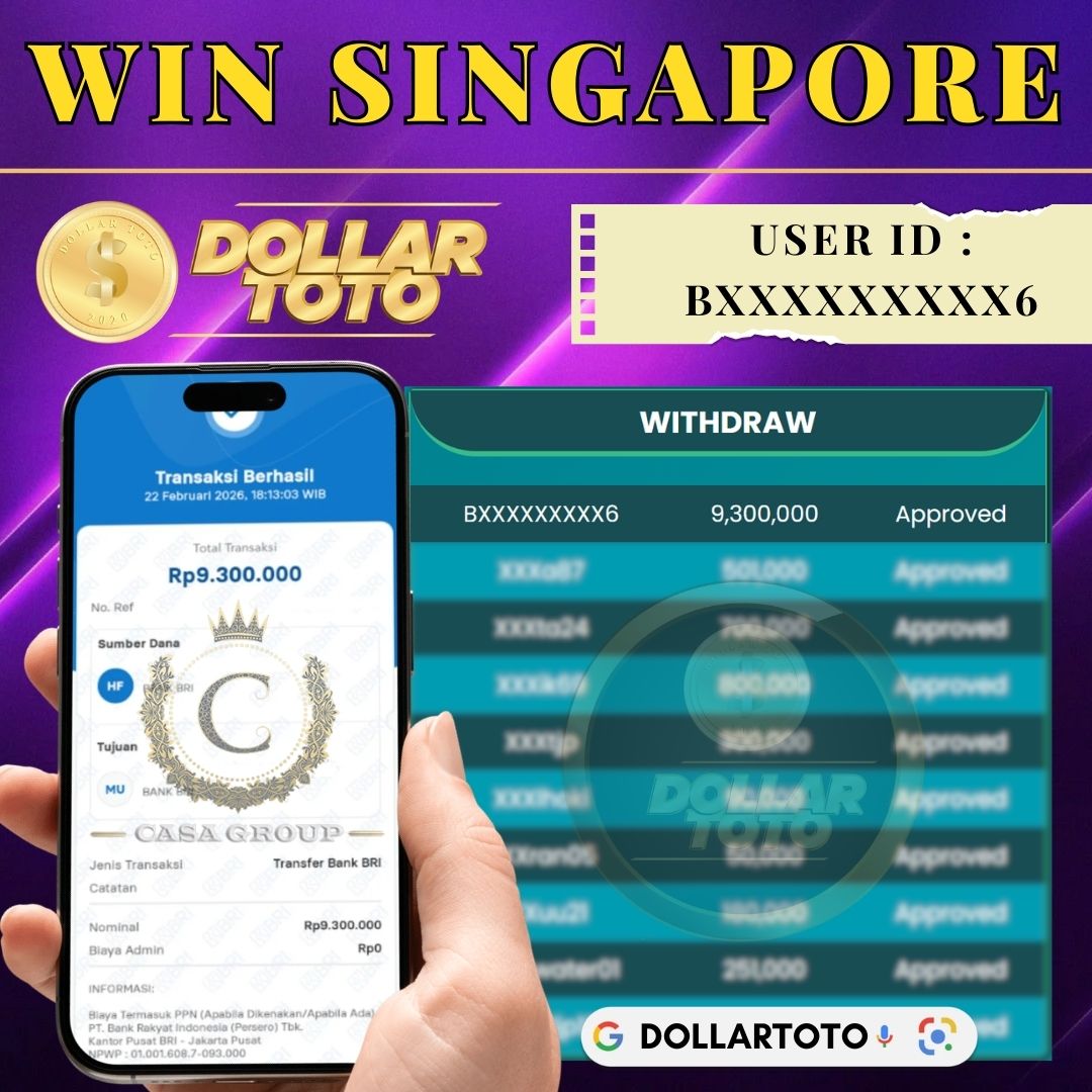 SELAMAT !! MEMBER DOLLARTOTO JACKPOT PAUS DI PASARAN SINGAPORE 