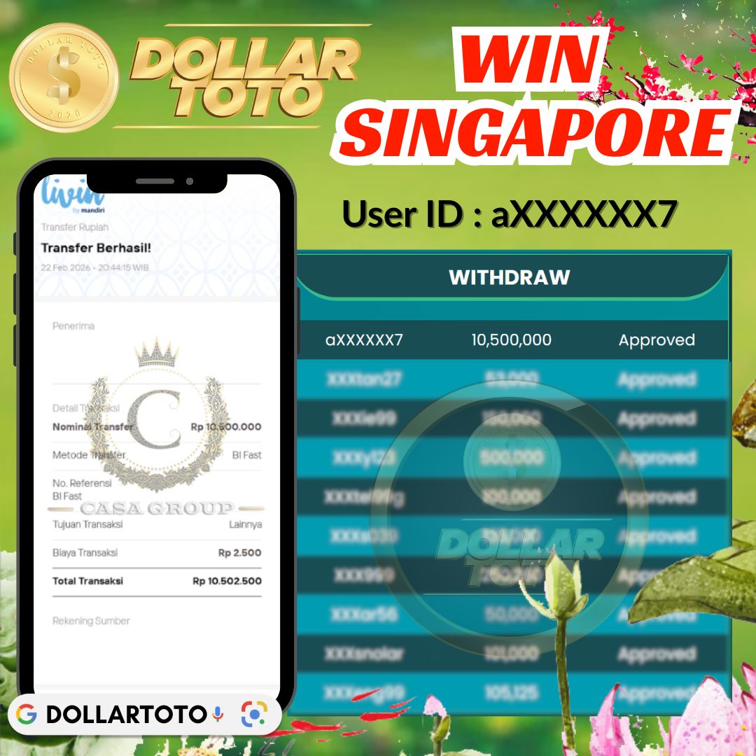 SELAMAT !! MEMBER DOLLARTOTO JACKPOT PAUS DI PASARAN SINGAPORE 