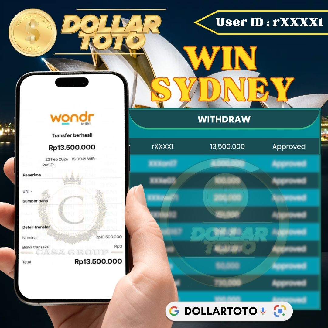 SELAMAT !! MEMBER DOLLARTOTO JACKPOT PAUS DI PASARAN SYDNEY