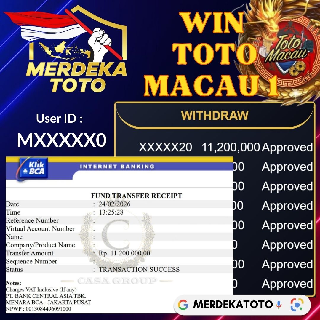 SELAMAT !! MEMBER MERDEKATOTO JACKPOT PAUS DI PASARAN TOTO MACAU 1 