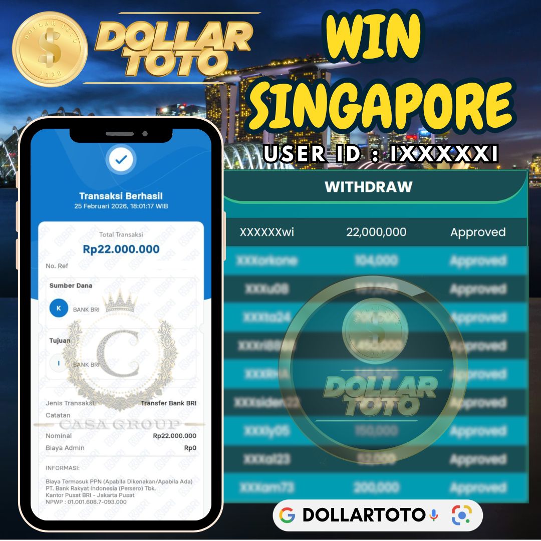 SELAMAT !! MEMBER DOLLARTOTO JACKPOT PAUS DI PASARAN SINGAPORE