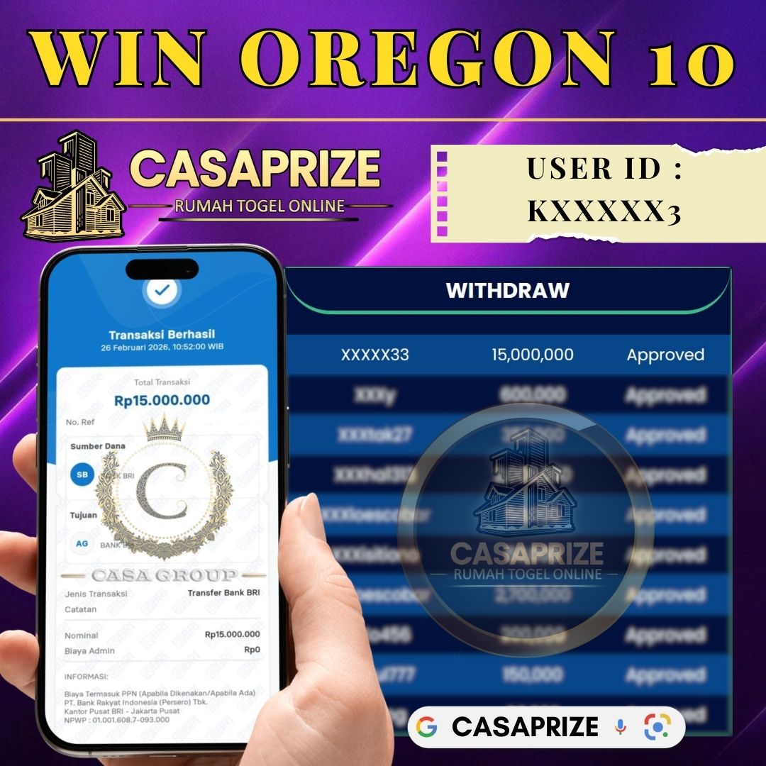 SELAMAT !! MEMBER CASAPRIZE JACKPOT PAUS DI PASARAN OREGON 10 