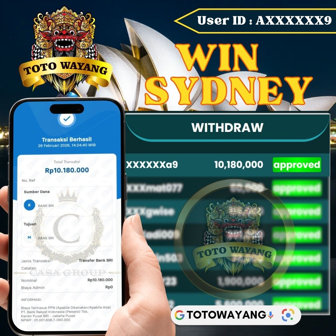 SELAMAT !! MEMBER TOTOWAYANG JACKPOT PAUS DI PASARAN SYDNEY
