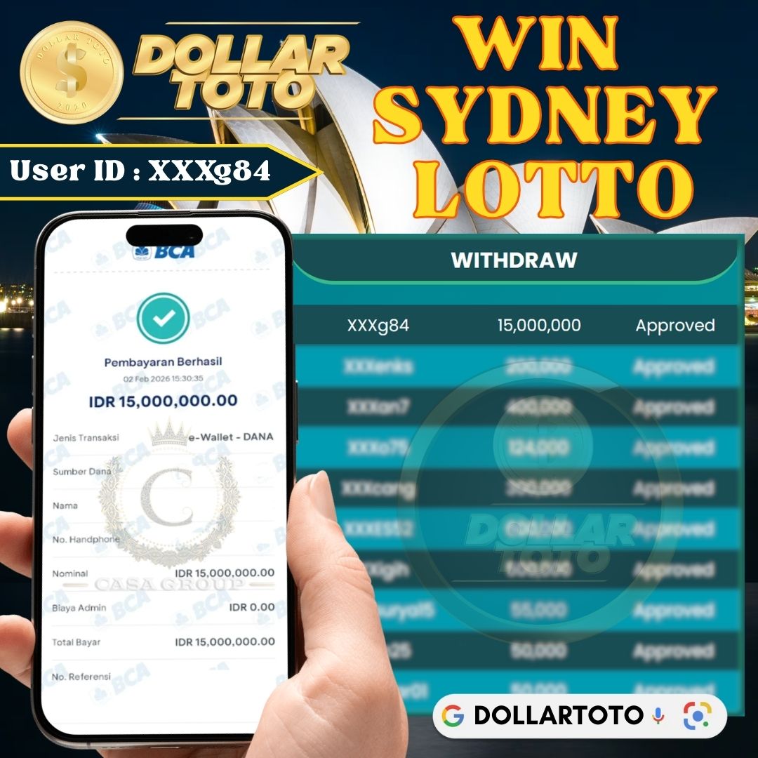 SELAMAT !! MEMBER DOLLARTOTO JACKPOT PAUS DI PASARAN SYDNEY LOTTO 
