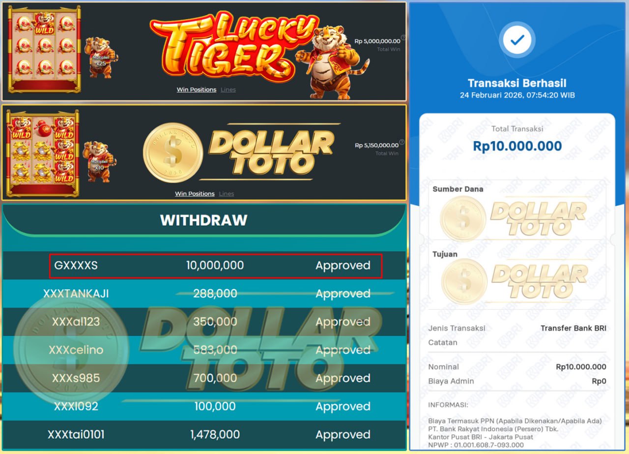 DOLLARTOTO SITUS PALING BONAFIT! JACKPOT KEMBALI DENGAN NOMINAL 10JT!!!
