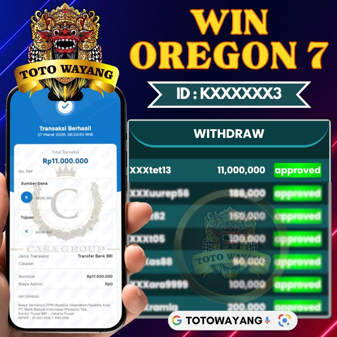 MELEDAK !! SELAMAT MEMBER TOTOWAYANG JACKPOT PAUS DI PASARAN OREGON 7