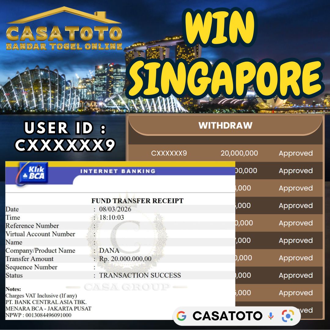 MELEDAK !! SELAMAT MEMBER CASATOTO JACKPOT PAUS DI PASARAN SINGAPORE