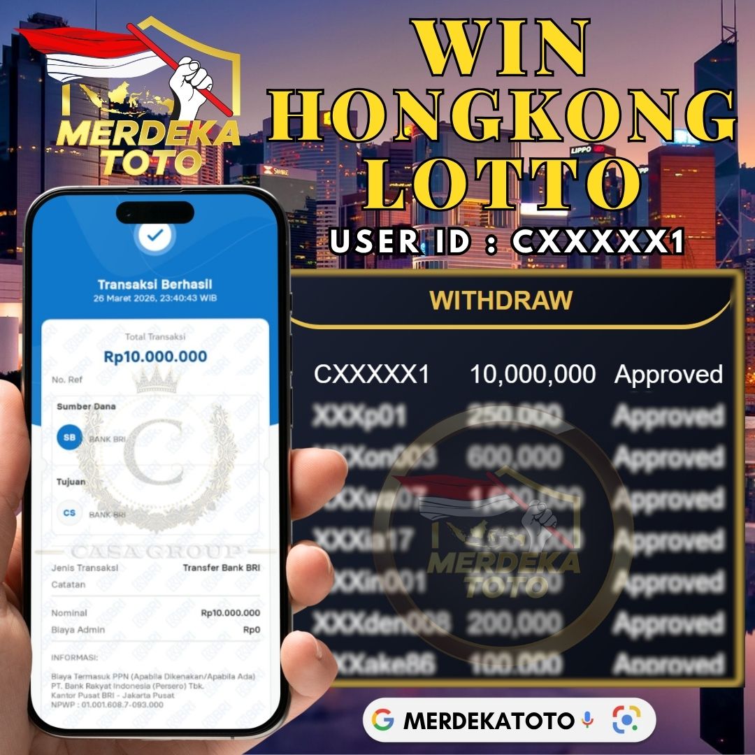 MELEDAK !! SELAMAT MEMBER MERDEKATOTO JACKPOT PAUS DI PASARAN HONGKONG LOTTO 