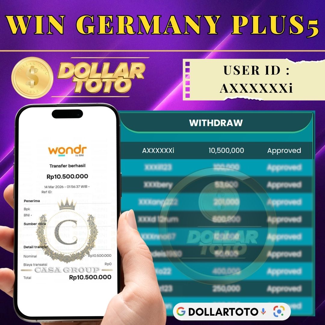MELEDAK !! SELAMAT MEMBER DOLLARTOTO JACKPOT PAUS DI PASARAN GERMANY PLUS5 