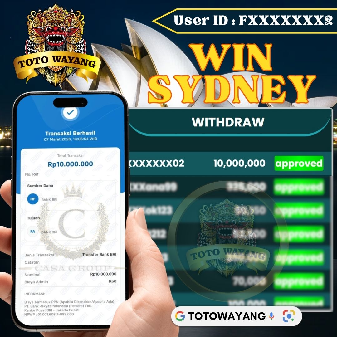 MELEDAK !! SELAMAT MEMBER TOTOWAYANG JACKPOT PAUS DI PASARAN SYDNEY