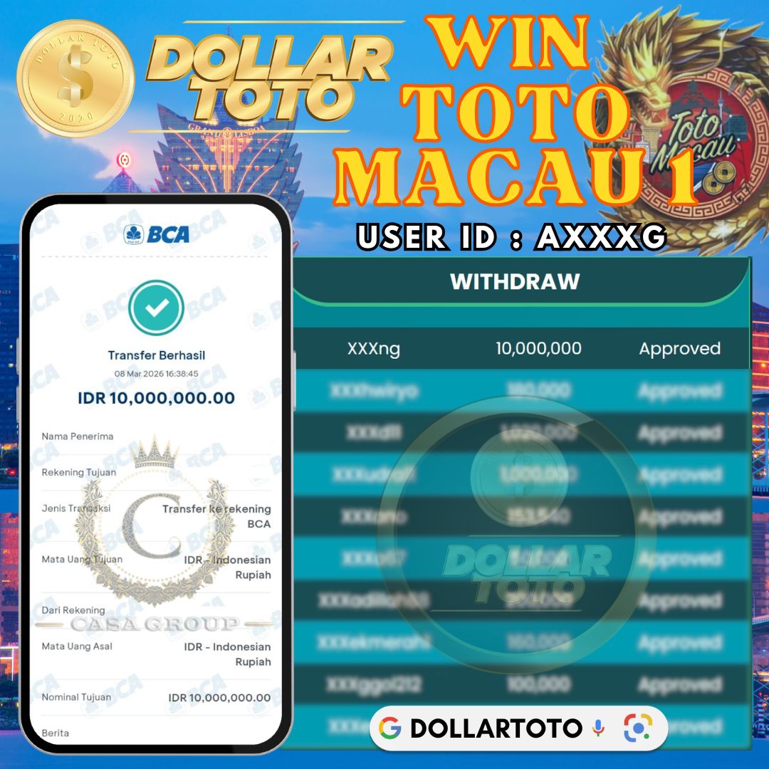 MELEDAK !! SELAMAT MEMBER DOLLARTOTO JACKPOT PAUS DI PASARAN TOTO MACAU 1
