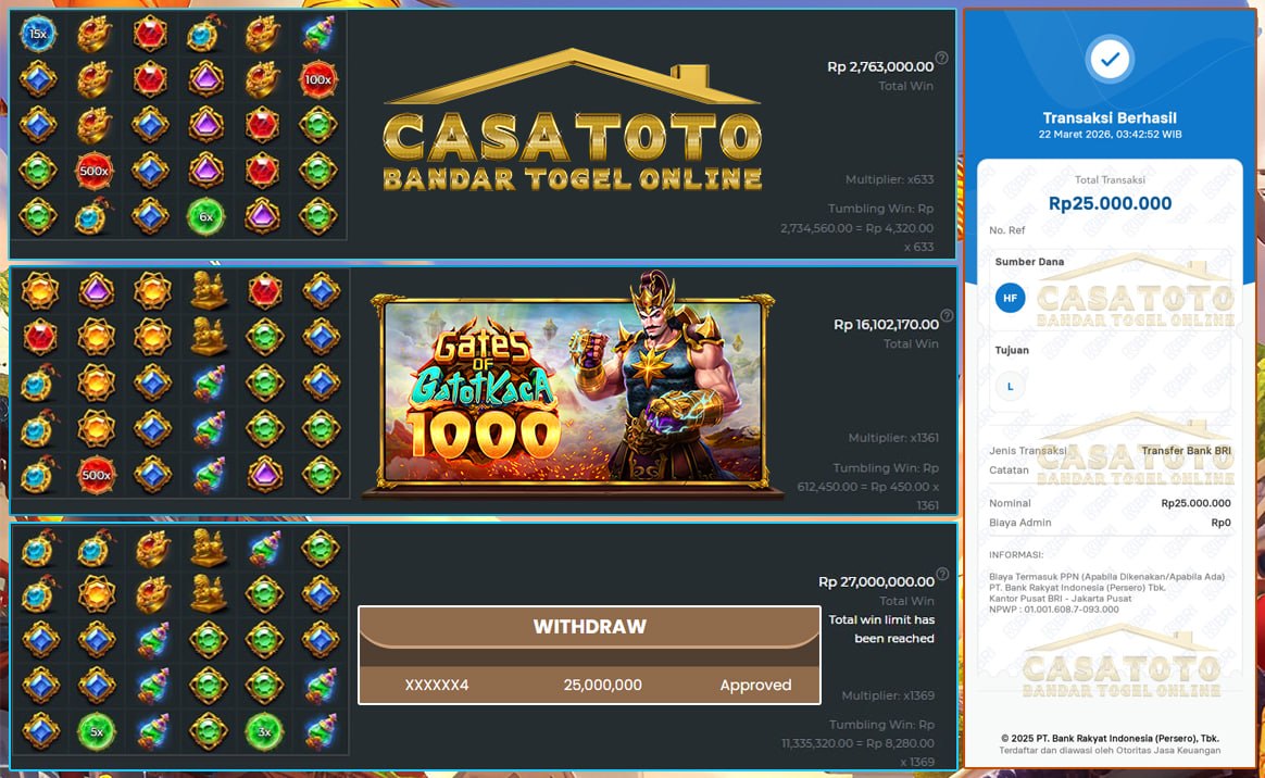 CASATOTO LAGI GACOR KASIH JACKPOT FANTASTIS TERUS MENERUS!!!