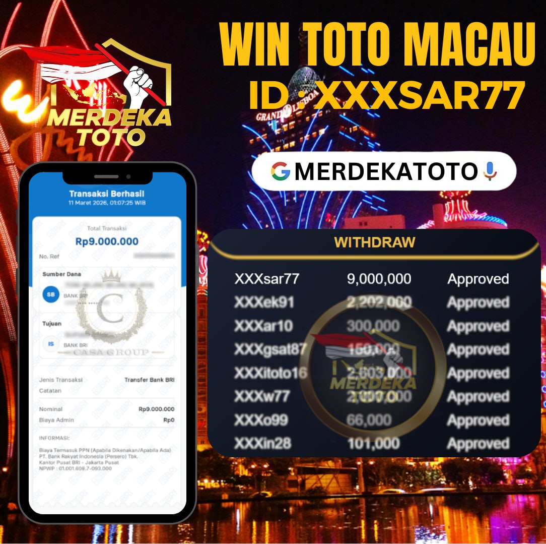 SELAMAT!! KEPADA MEMBER MERDEKATOTO WIN DI PASARAN TOTO MACAU