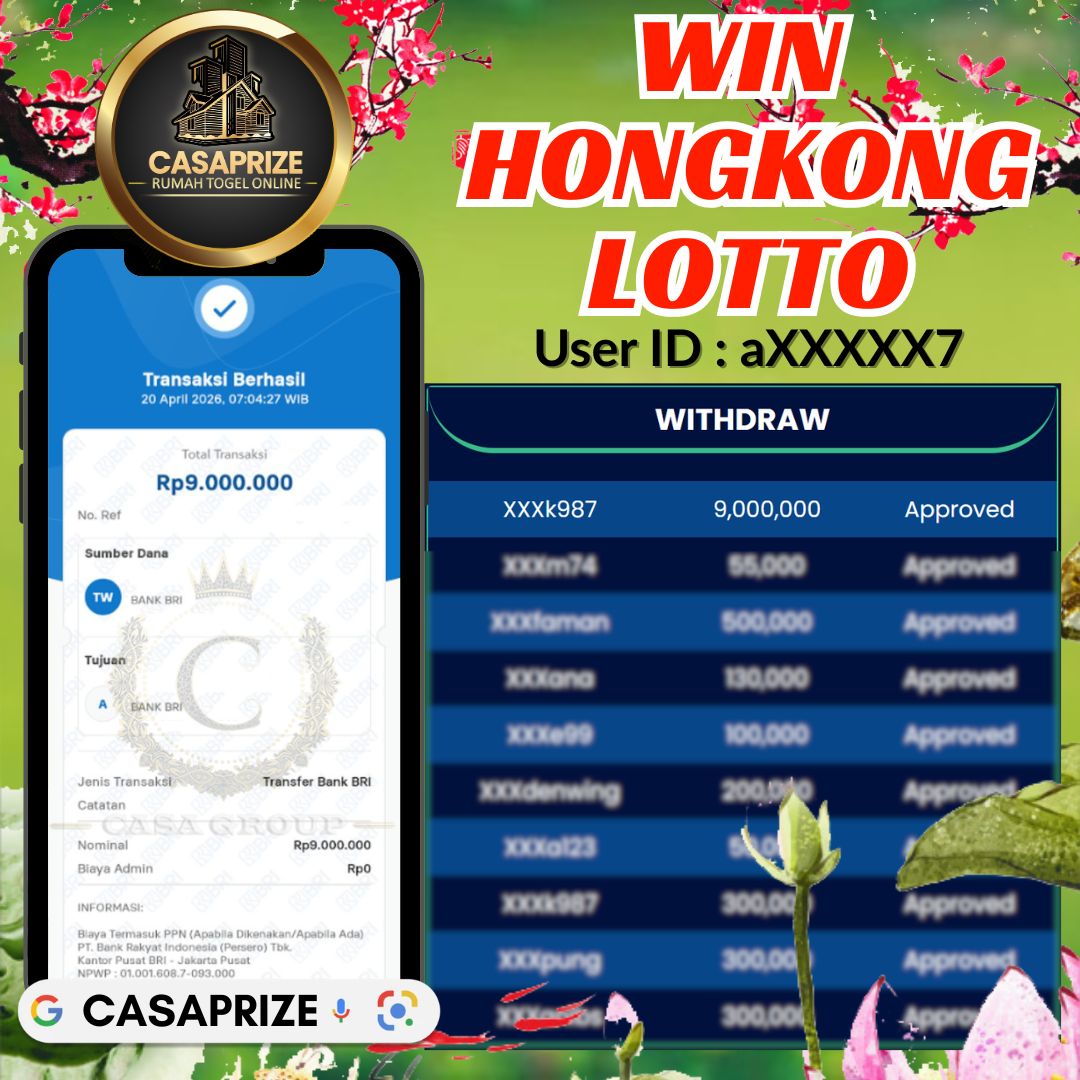 MELEDAK !! SELAMAT MEMBER CASAPRIZE JACKPOT PAUS DI PASARAN HONGKONG LOTTO