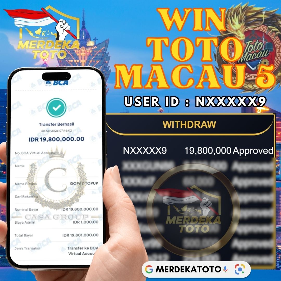 MELEDAK !! SELAMAT MEMBER MERDEKATOTO JACKPOT PAUS DI PASARAN TOTO MACAU 5 