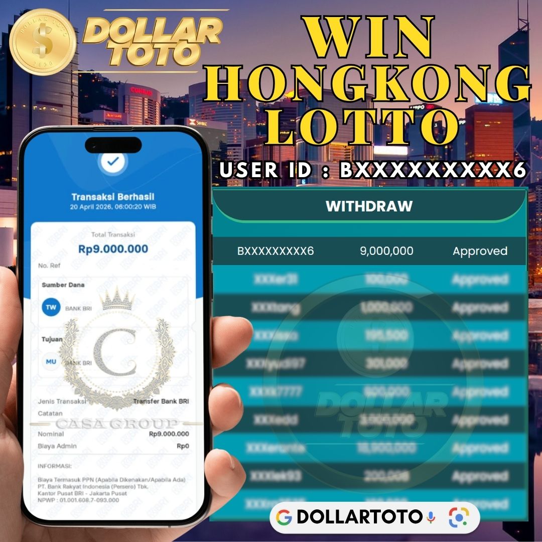 MELEDAK !! SELAMAT MEMBER DOLLARTOTO JACKPOT PAUS DI PASARAN HONGKONG LOTTO