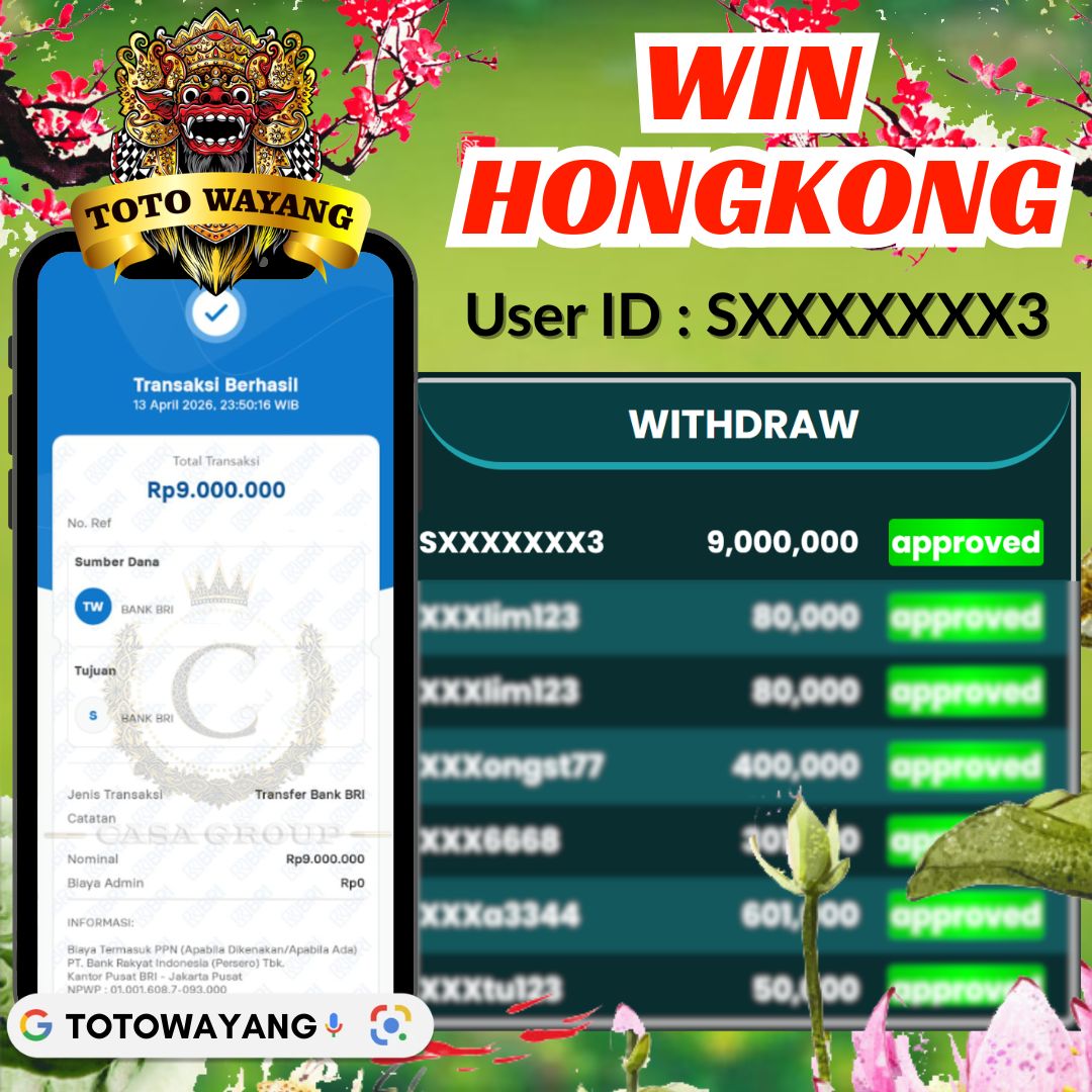 MELEDAK !! SELAMAT MEMBER TOTOWAYANG JACKPOT PAUS DI PASARAN HONGKONG