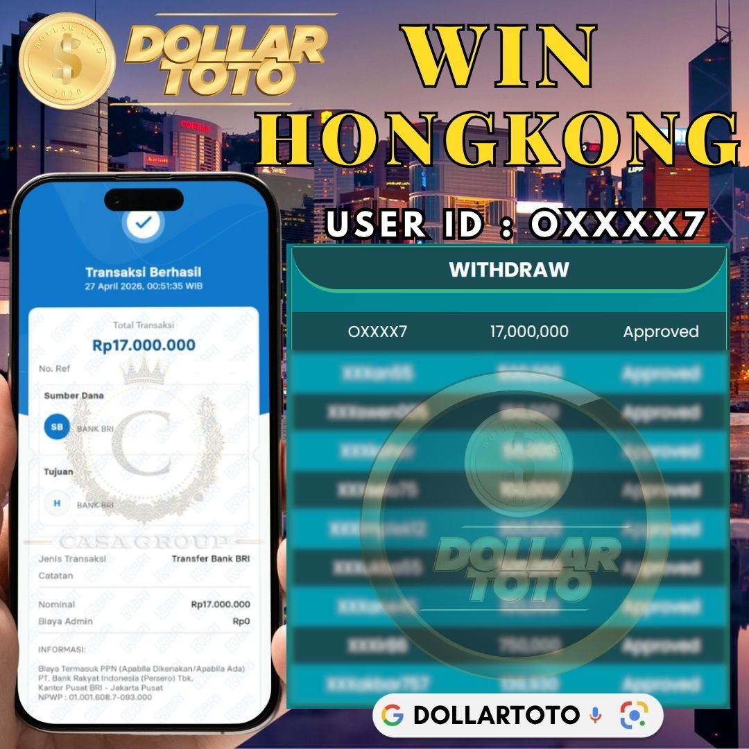 MELEDAK !! SELAMAT MEMBER DOLLARTOTO JACKPOT PAUS DI PASARAN HONGKONG 
