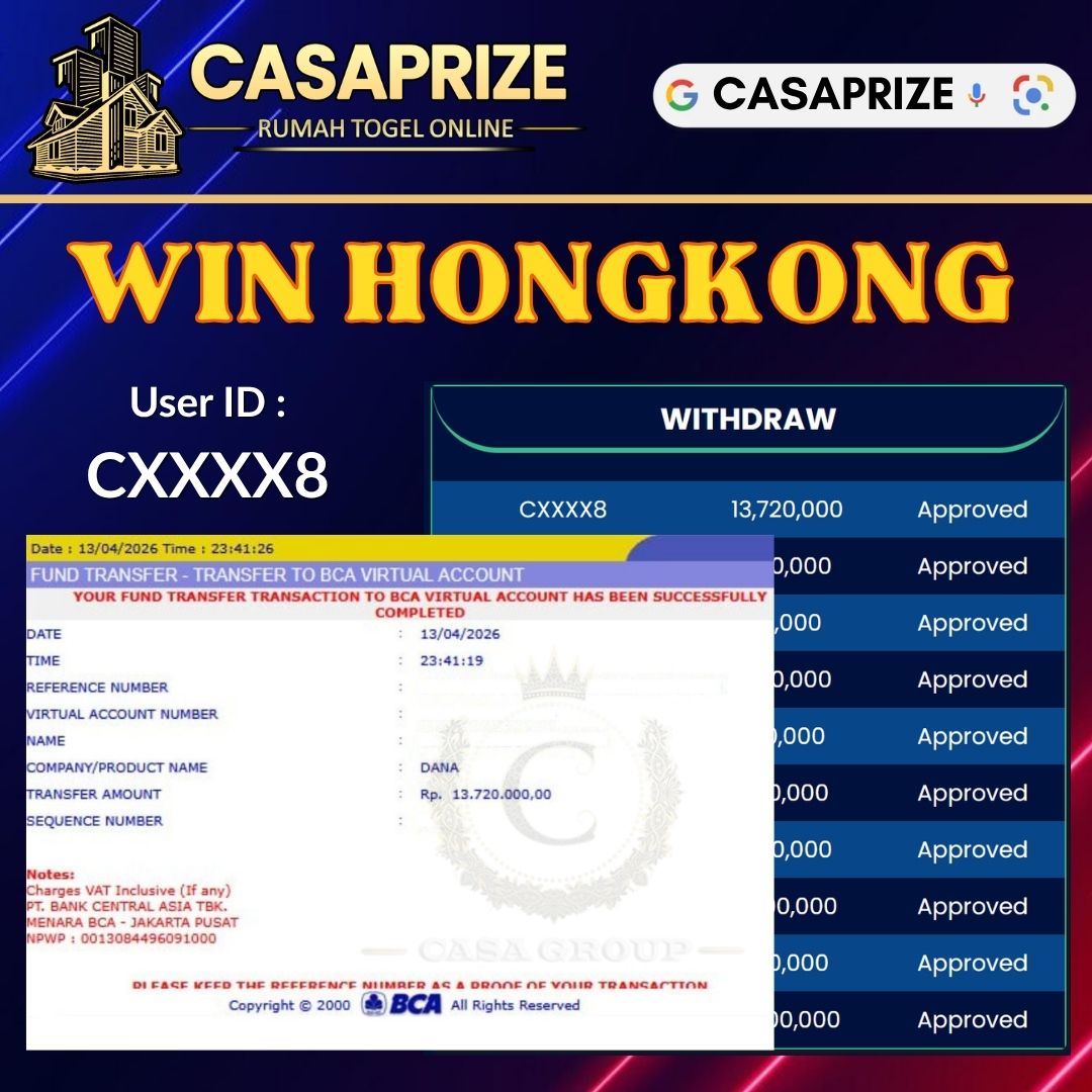 MELEDAK !! SELAMAT MEMBER CASAPRIZE JACKPOT PAUS DI PASARAN HONGKONG