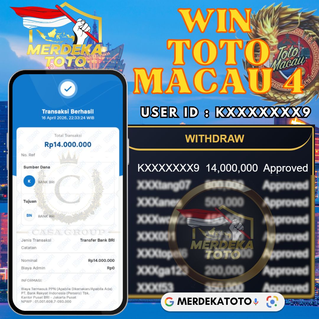 MELEDAK !! SELAMAT MEMBER MERDEKATOTO JACKPOT PAUS DI PASARAN TOTO MACAU 4