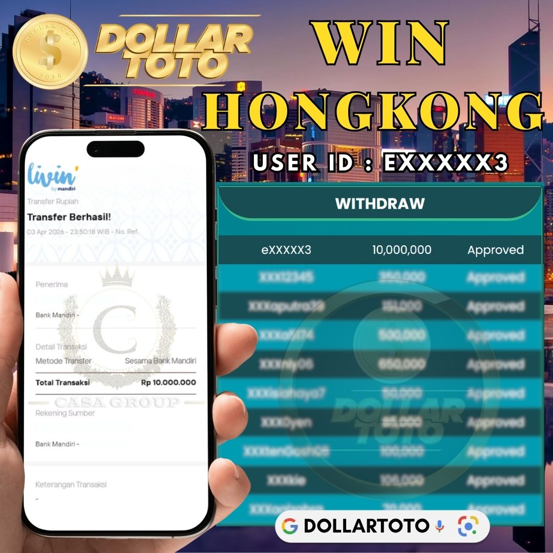 MELEDAK !! SELAMAT MEMBER DOLLARTOTO JACKPOT PAUS DI PASARAN HONGKONG