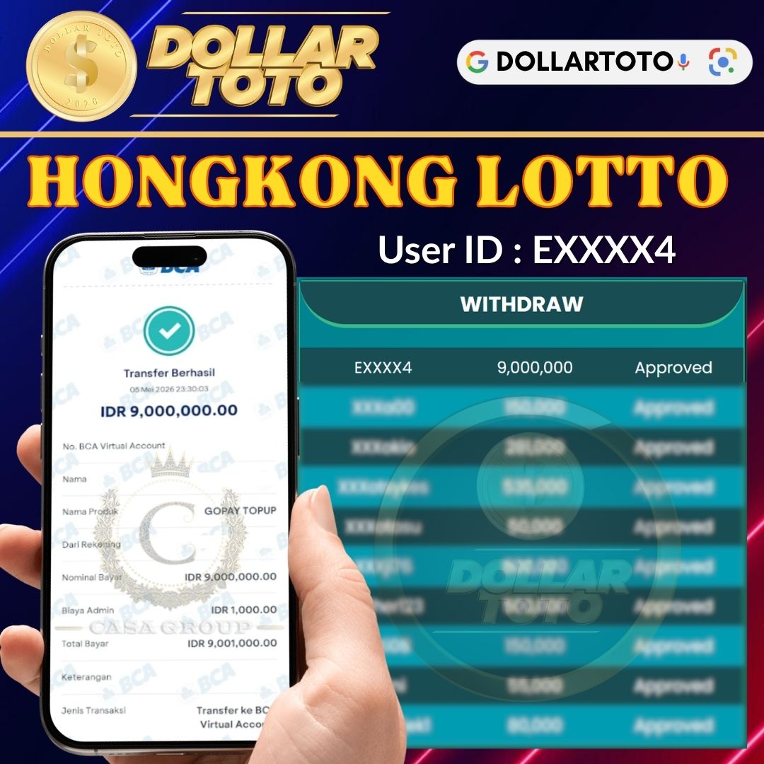 MELEDAK !! SELAMAT MEMBER DOLLARTOTO JACKPOT PAUS DI PASARAN HONGKONG LOTTO 