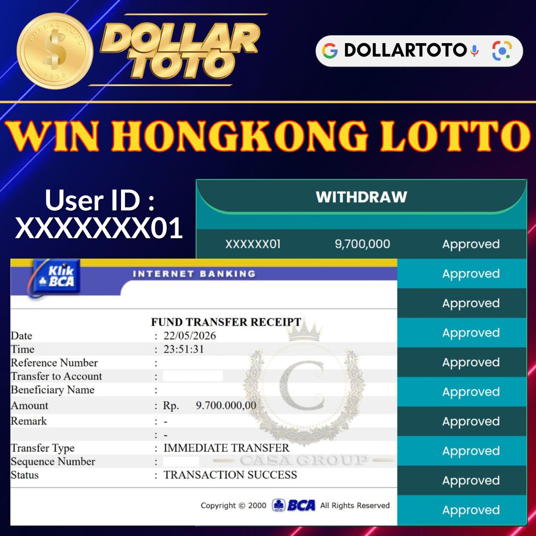 MELEDAK !! SELAMAT MEMBER DOLLARTOTO JACKPOT PAUS DI PASARAN HONGKONG LOTTO 