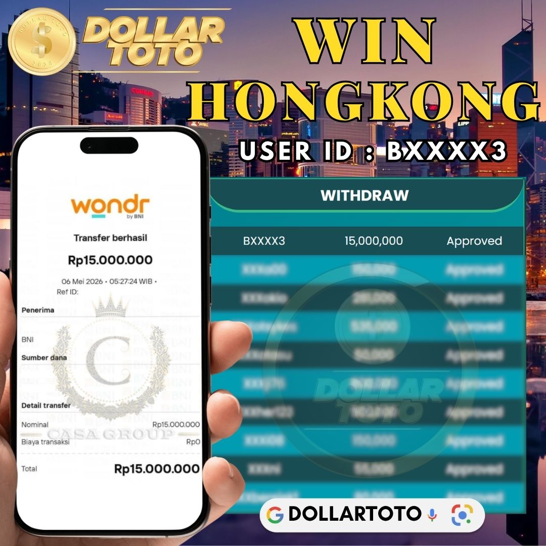 MELEDAK !! SELAMAT MEMBER DOLLARTOTO JACKPOT PAUS DI PASARAN HONGKONG
